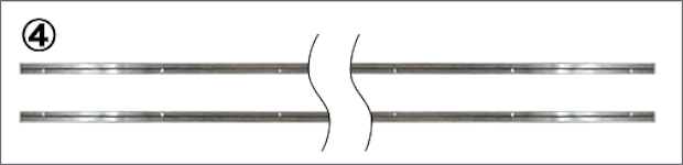 鏡を連続して貼り付ける(連貼りする)ときに使う「ステンレス鏡受け(片長チャンネル)」
