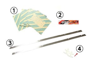 ➀ミラーマット ➁速乾ボンド ➂ステンレス鏡受け ( 片長チャンネル ) ➃トグラーアンカー