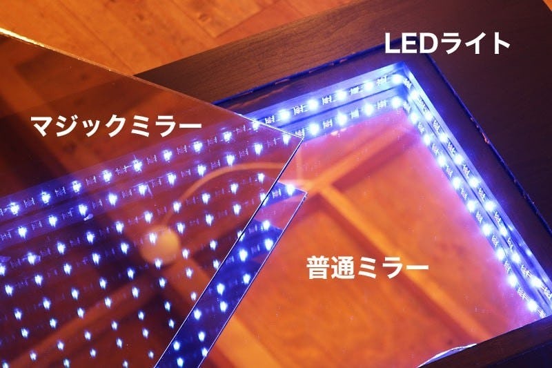 インフィニティミラー 奥行きあるテーブル 自作事例