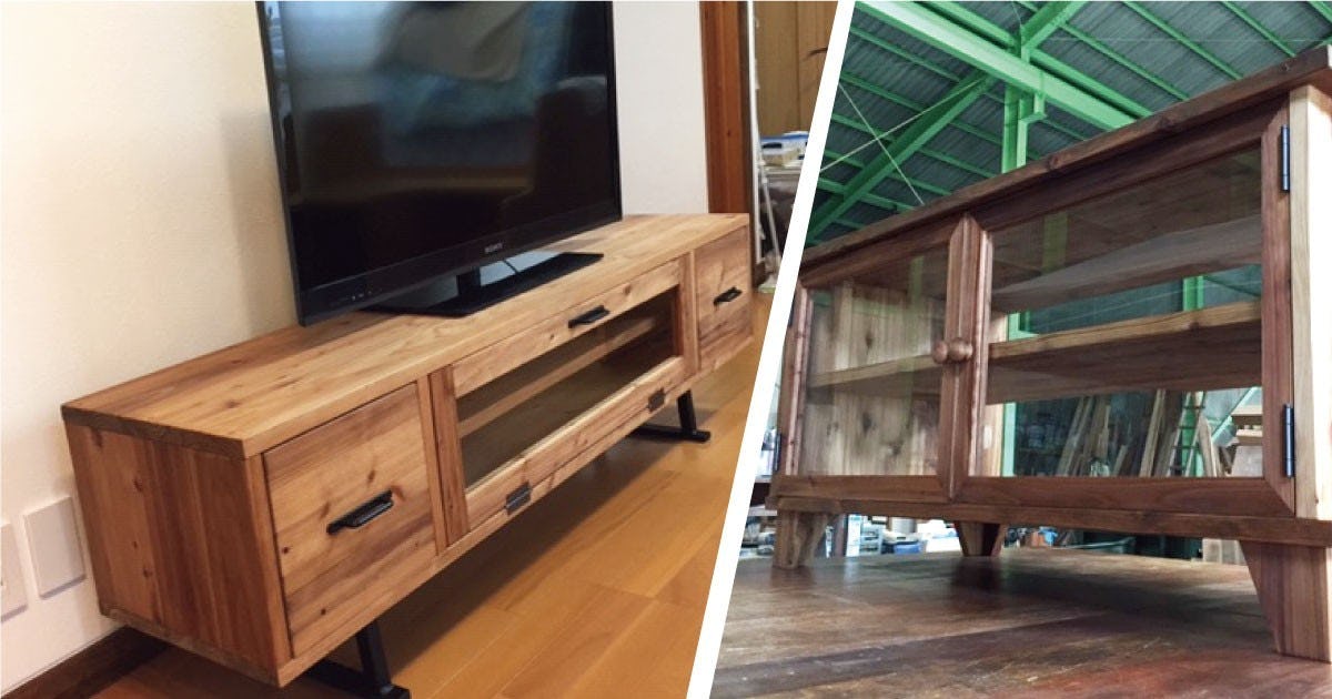 テレビ台のガラス扉をフロートガラスでDIYした事例2つ(愛媛県W様