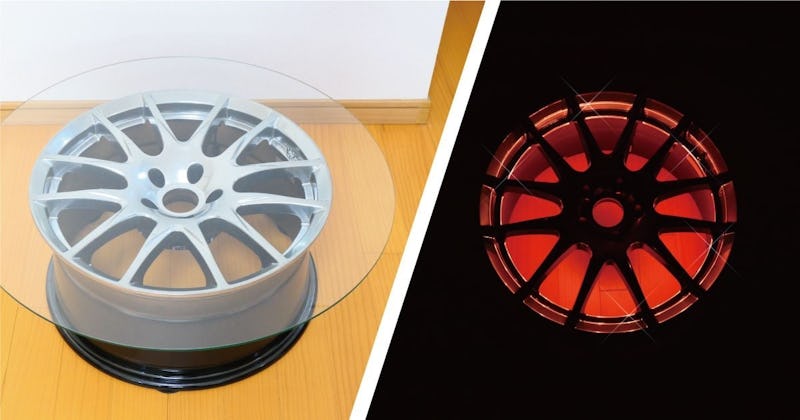 タイヤをリメイク！オシャレなローテーブルに「フロートガラス」を使用 