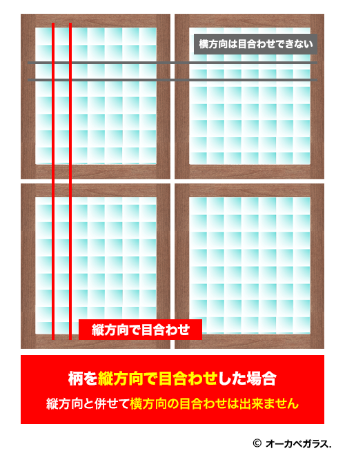 目合わせ加工 : 柄を縦方向で目合わせした場合