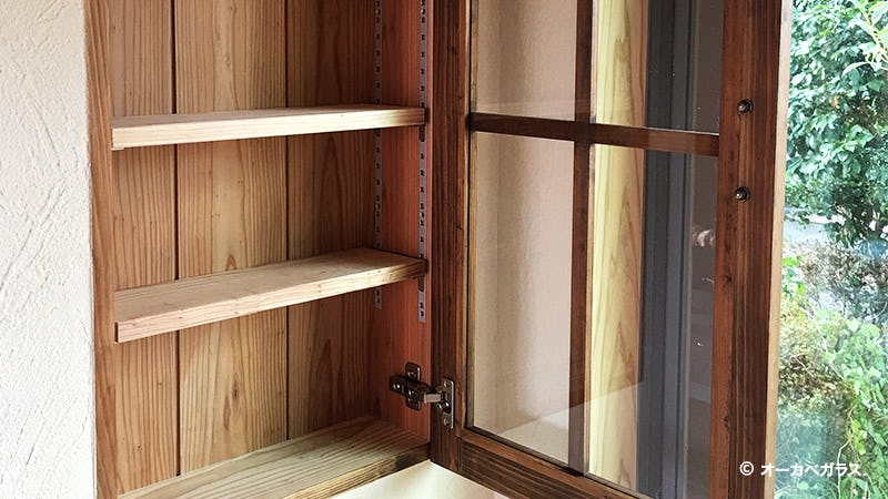 食器棚の扉用の「フロートガラス(3mm)」を設置！オーダー家具店の事例