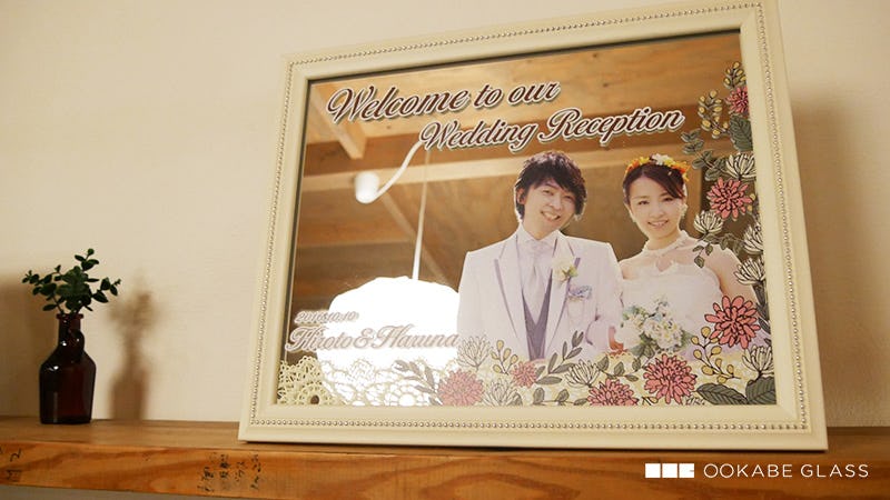 結婚式のウェルカムボードに「八角形ミラー」を使用した事例(東京都