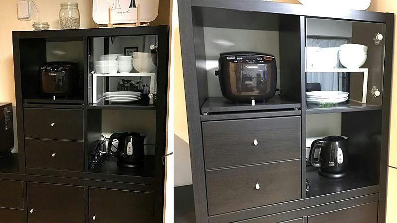 IKEAの収納棚「Kallax」に「透明ガラス」の扉を取り付けたF様の事例 