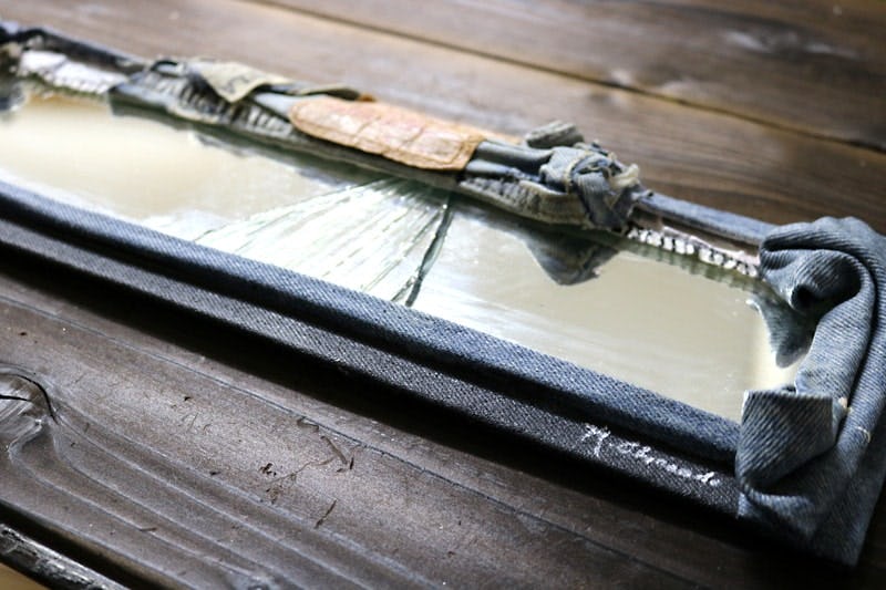 デニム生地の鏡修理に使用した「ガラスミラー」(1)