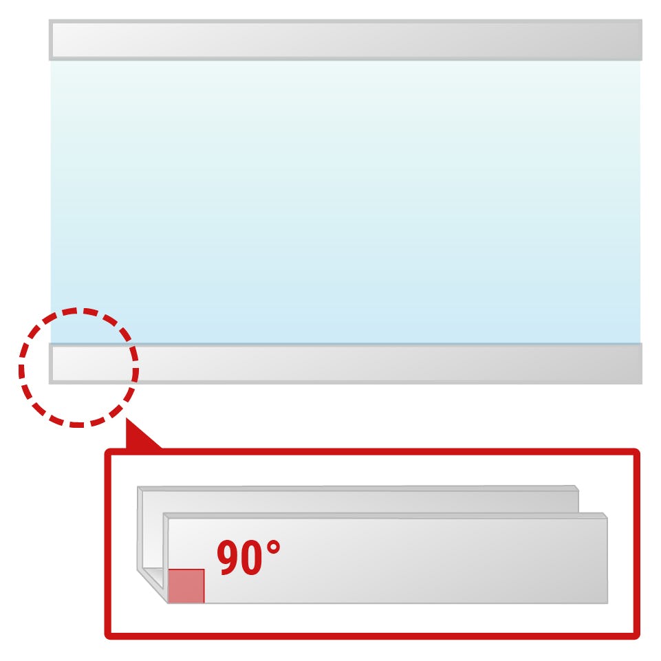 ガラス用のアルミ製コの字チャンネルの販売はオーダーガラス板.COM