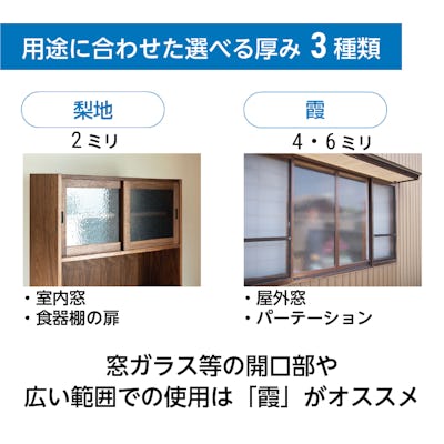 型板ガラスのサイズオーダー販売 霞 梨地の2種類 型板ガラスのサイズオーダー販売 霞 梨地の2種類