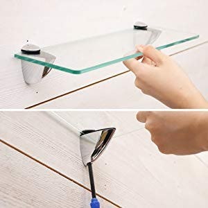 透明ガラス：シェルフセット (スマートタイプ) - 取り付け方法③ガラス板を差し込み固定すれば完了