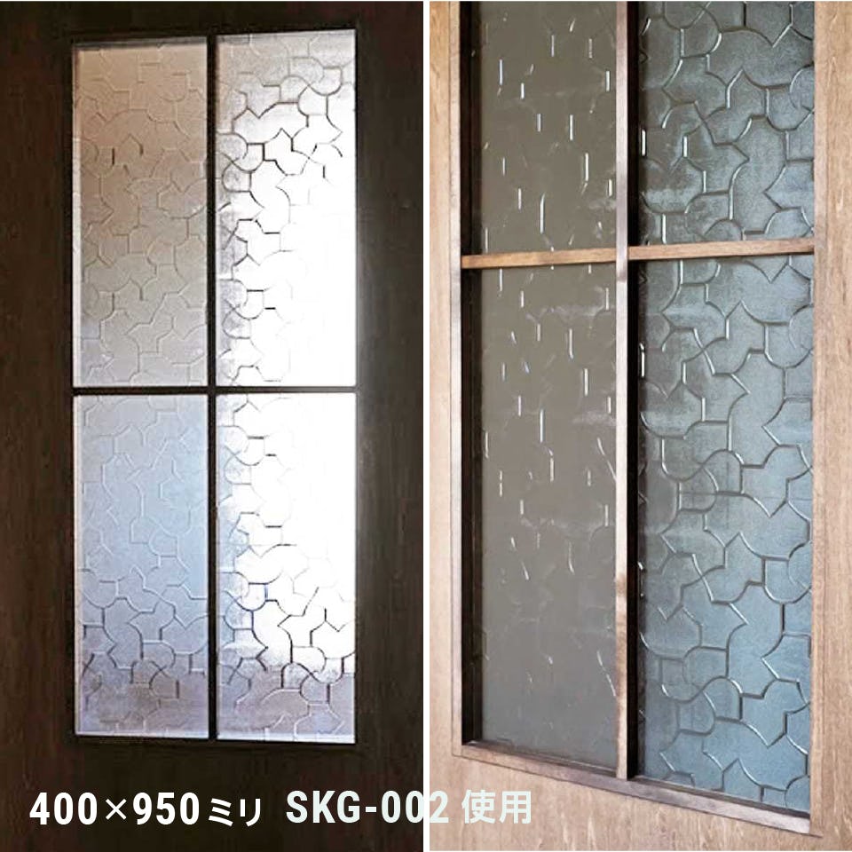 昭和型板ガラス - 使用事例：木製のドア窓に②