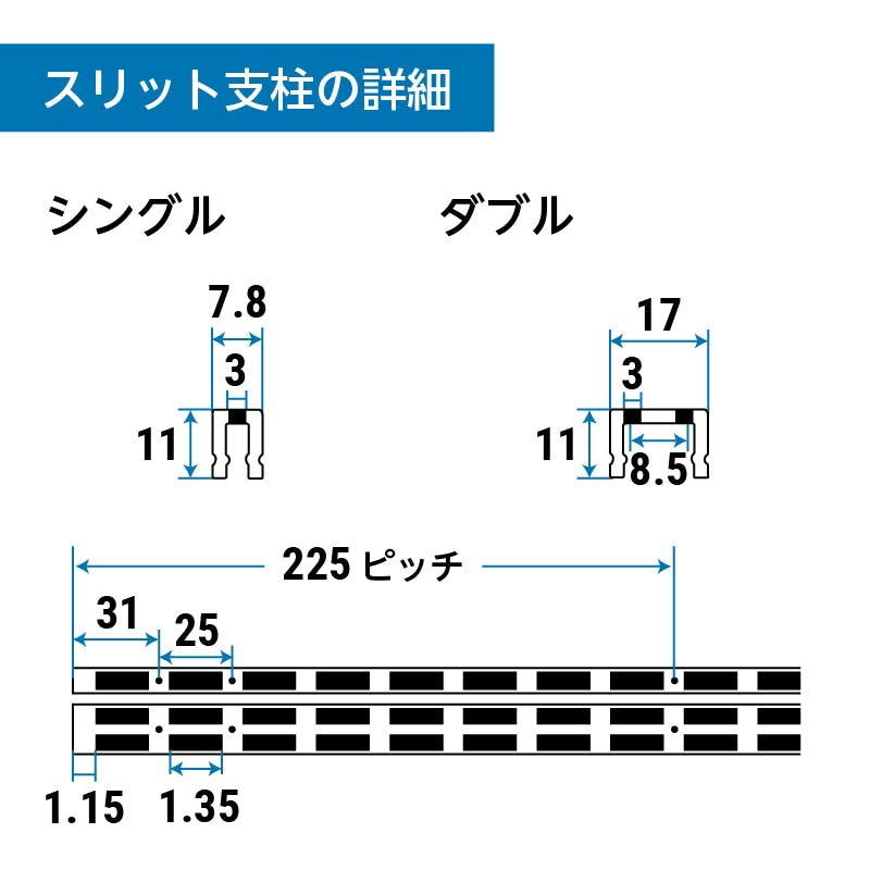 ガラス棚／壁付け用】透明ガラス+スリット支柱+ブラケット