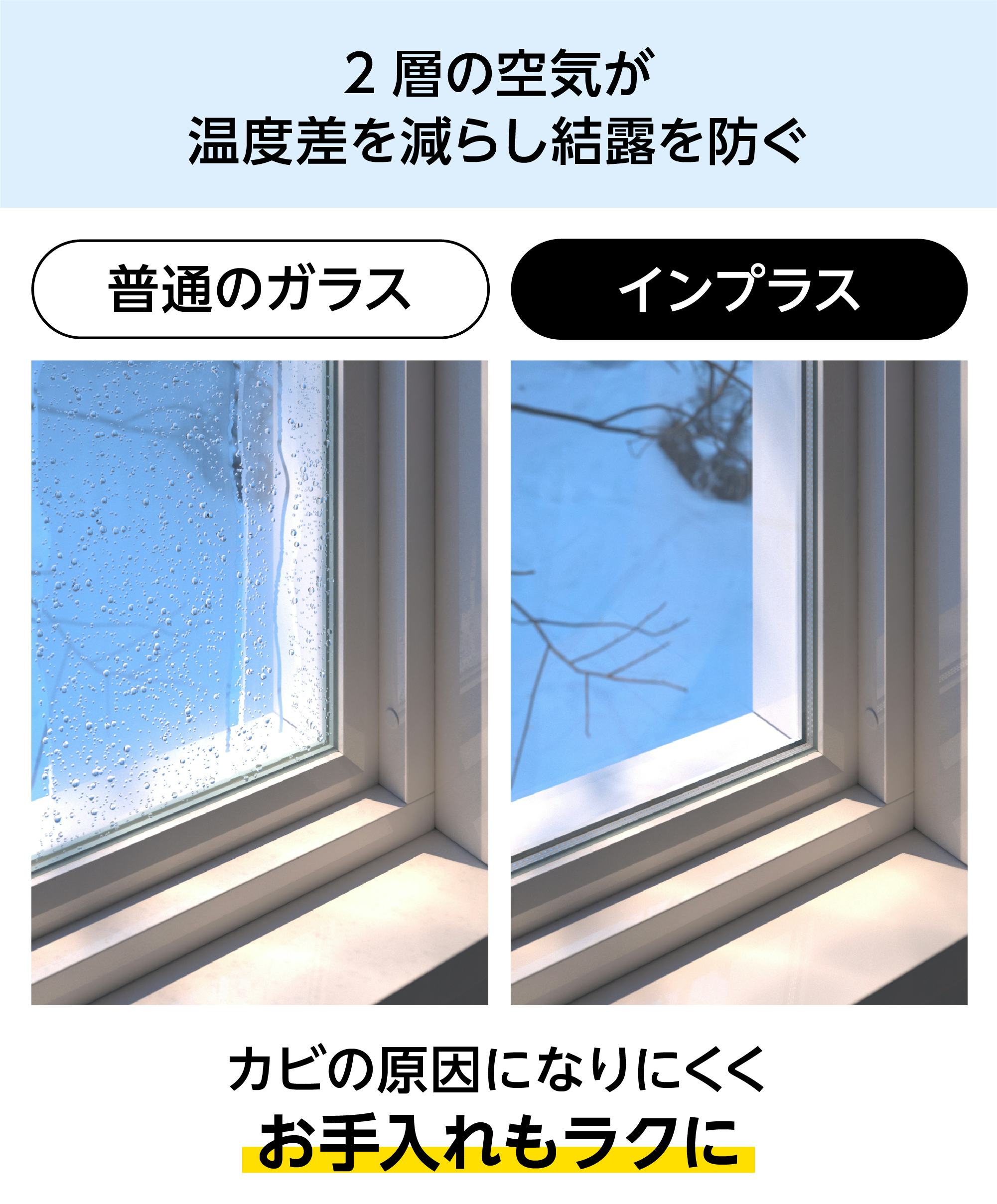 インプラス テラスドア 複層ガラス W501-900 H1401-1900 樹脂サッシ 窓 リフォーム DIY 断熱 騒音 結露 2重窓 内窓 - 2